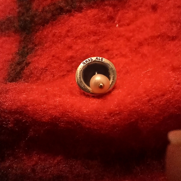 RETIRED Silver Pandora Wedding Bell Charm with pearl Dangle - Picture 4 of 4